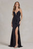 Side Slit Embroidered Applique Illusion V-Neck Long Evening Dress NXR1207