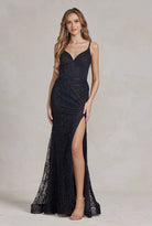 Side Slit Embroidered Tulle Spaghetti Straps Long Prom Dress NXB1145-Evening Dress-smcfashion.com