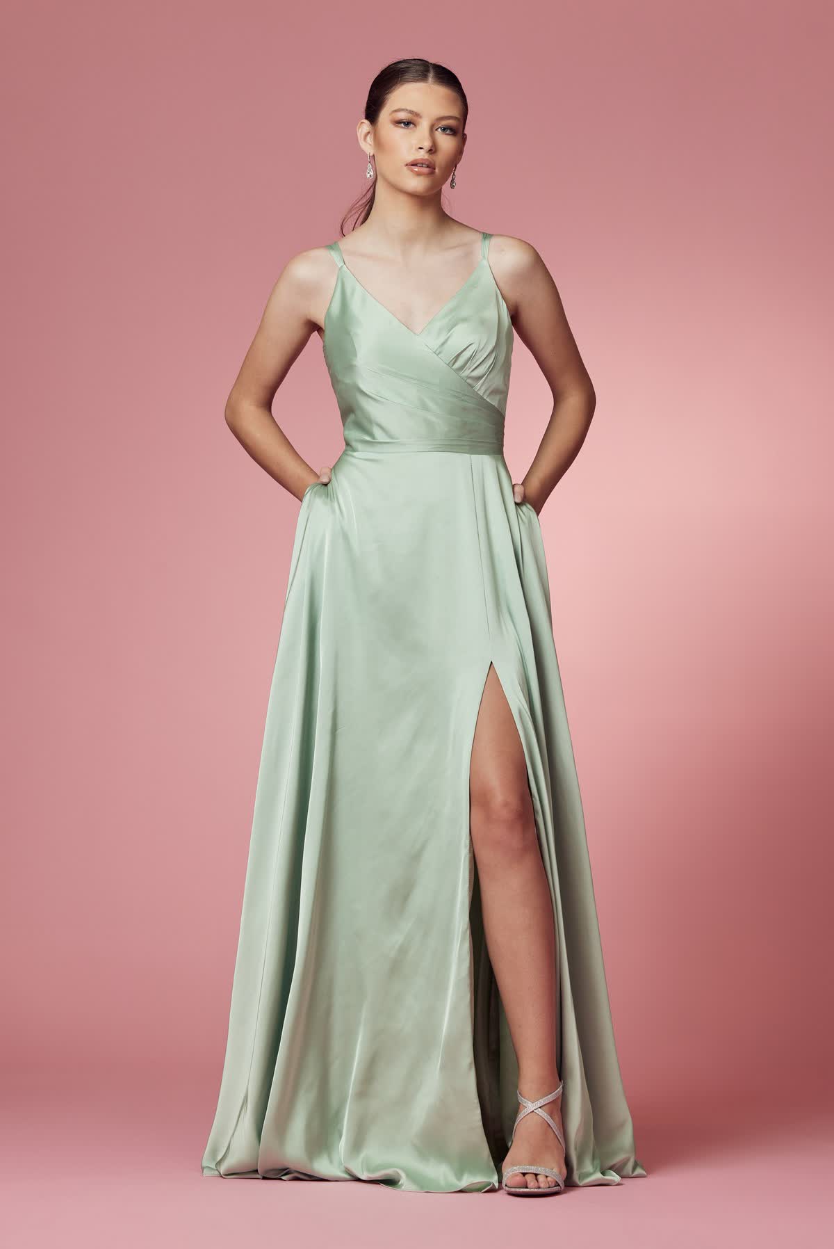 Double Breasted High Slit Long Bridesmaid & Prom Dress NXE1020-Prom Dress-smcfashion.com