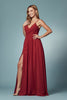 V-Neck Chiffon Slip Skirt Long Bridesmaid Dress NXR275