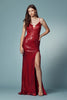 Embellished Sequin Illusion V-Neck Long Prom Dress NXS1016