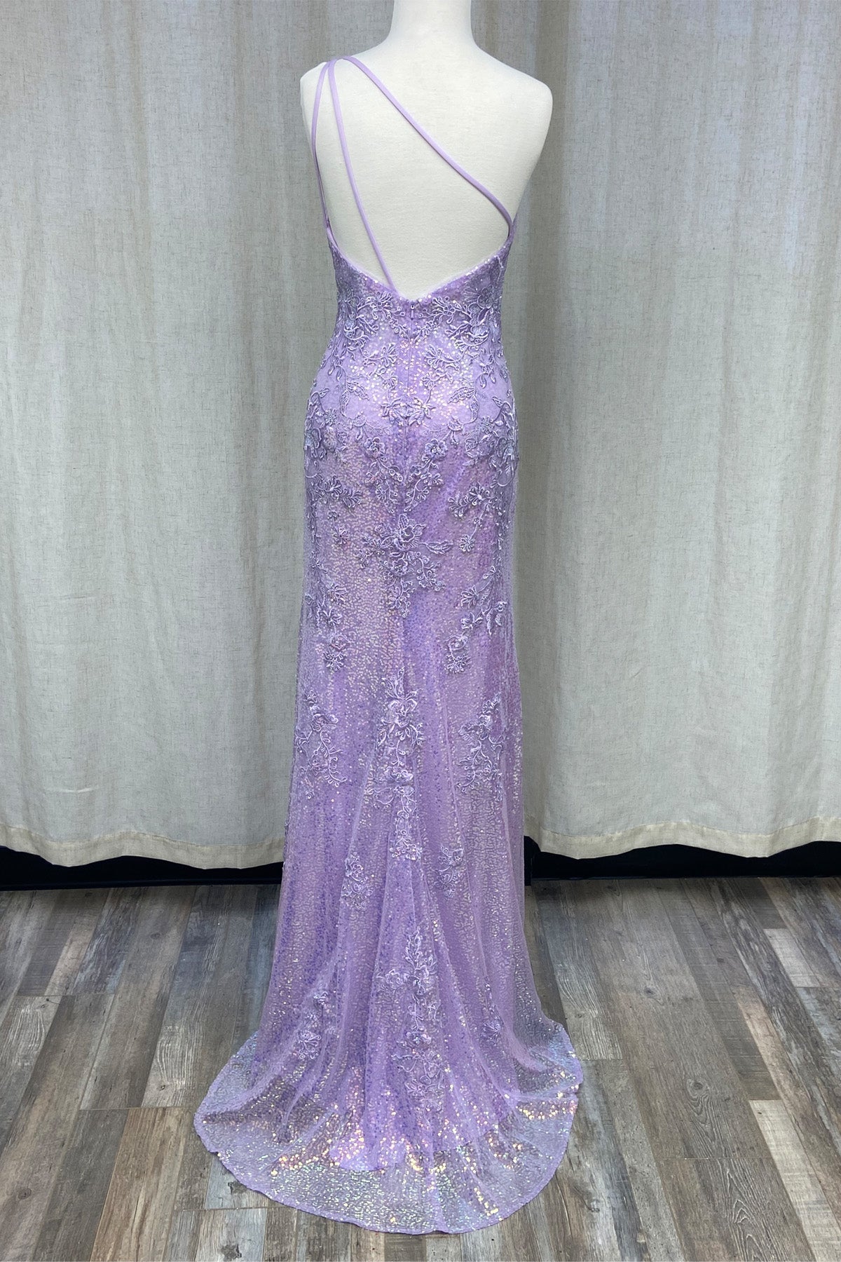 One Shoulder Embroidered Sequins Side Slit Long Prom Dress NXD1158-Prom Dress-smcfashion.com