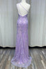 One Shoulder Embroidered Sequins Side Slit Long Prom Dress NXD1158