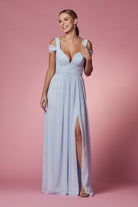 Cold-Shoulder With Slip Skirt Chiffon Long Prom & Evening Dress NXY277-Bridesmaid Dress-smcfashion.com