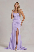 Side Slit Satin Sheer Back Sleeveless Spaghetti Straps Long Evening Dress NXP1168-Evening Dress-smcfashion.com
