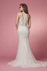 Lace High Neck Mermaid Long Wedding Dress NXW901