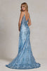 Embroidered Glitter Lace V-Neck Spaghetti Straps Long Prom Dress NXC1197