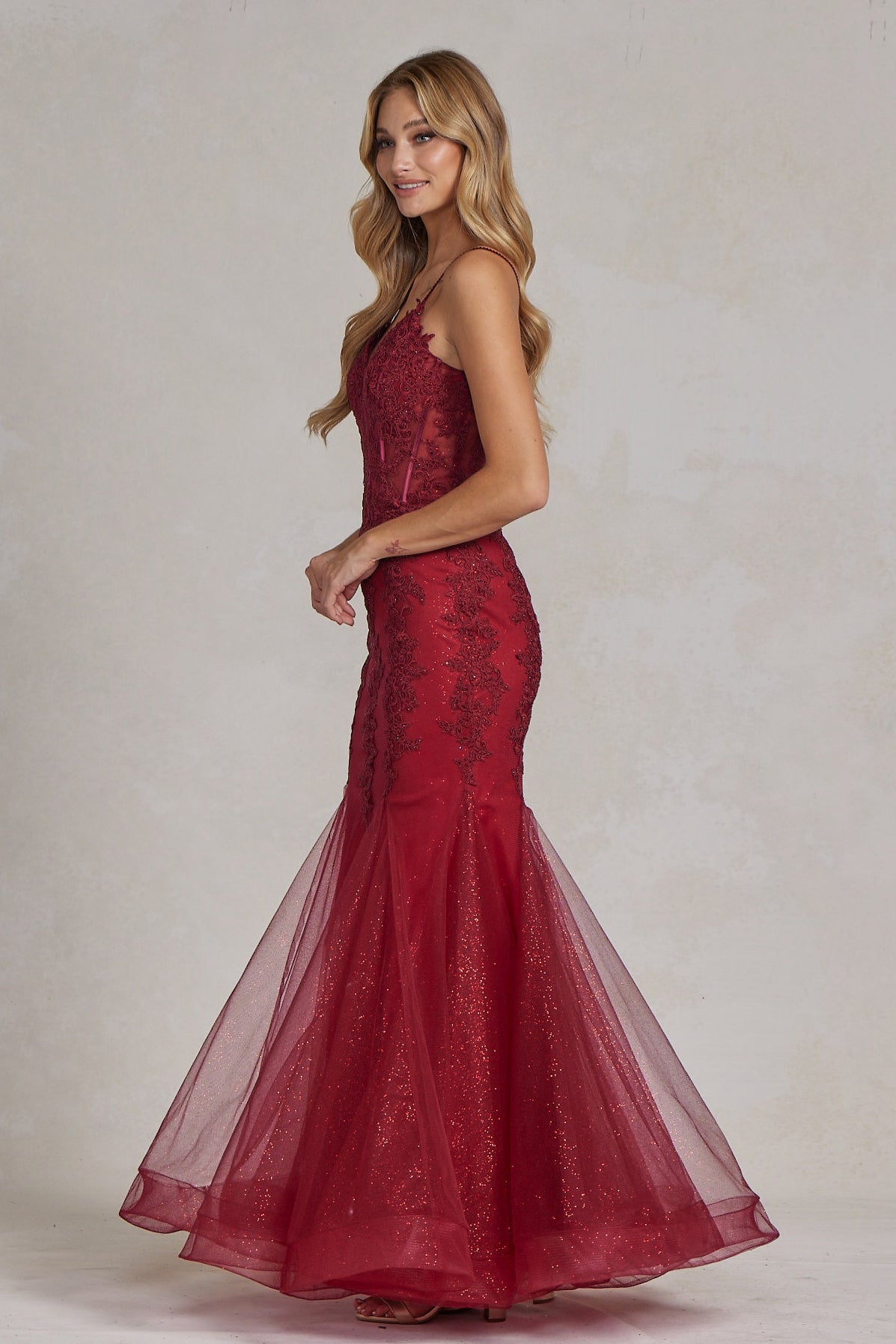 Embroidered Bodice Tulle Skirt Mermaid Long Prom Dress NXP1170-Prom Dress-smcfashion.com