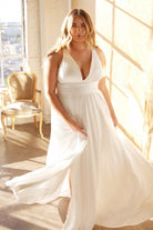 Plus Size Classic Soft a-line dress Curvy Fitted Bodice Long Wedding Ceremony Dress CD7469WW-Wedding Dress-smcfashion.com