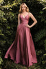 Soft Satin A-Line Prom & Bridesmaid Gown Sweatheart neckline Wrap Bodice Sexy Leg slit Satin Formal Evening Gala Gown CD7485