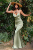 Fitted Satin Prom Dress Cowl Neckline Bodice with Tied Open Back Pretty Accent Bow Detail on the Back Cute and Pretty Gown CD7487