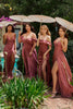 Soft Satin A-Line Prom & Bridesmaid Gown Sweatheart neckline Wrap Bodice Sexy Leg slit Satin Formal Evening Gala Gown CD7485