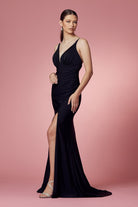 Double Spaghetti Straps Slit Long Bridesmaid & Prom Dress NXE1035-Prom Dress-smcfashion.com
