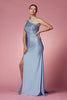 One Shoulder High Slit Embellished Jewel Long Prom & Evening Dress NXE1039