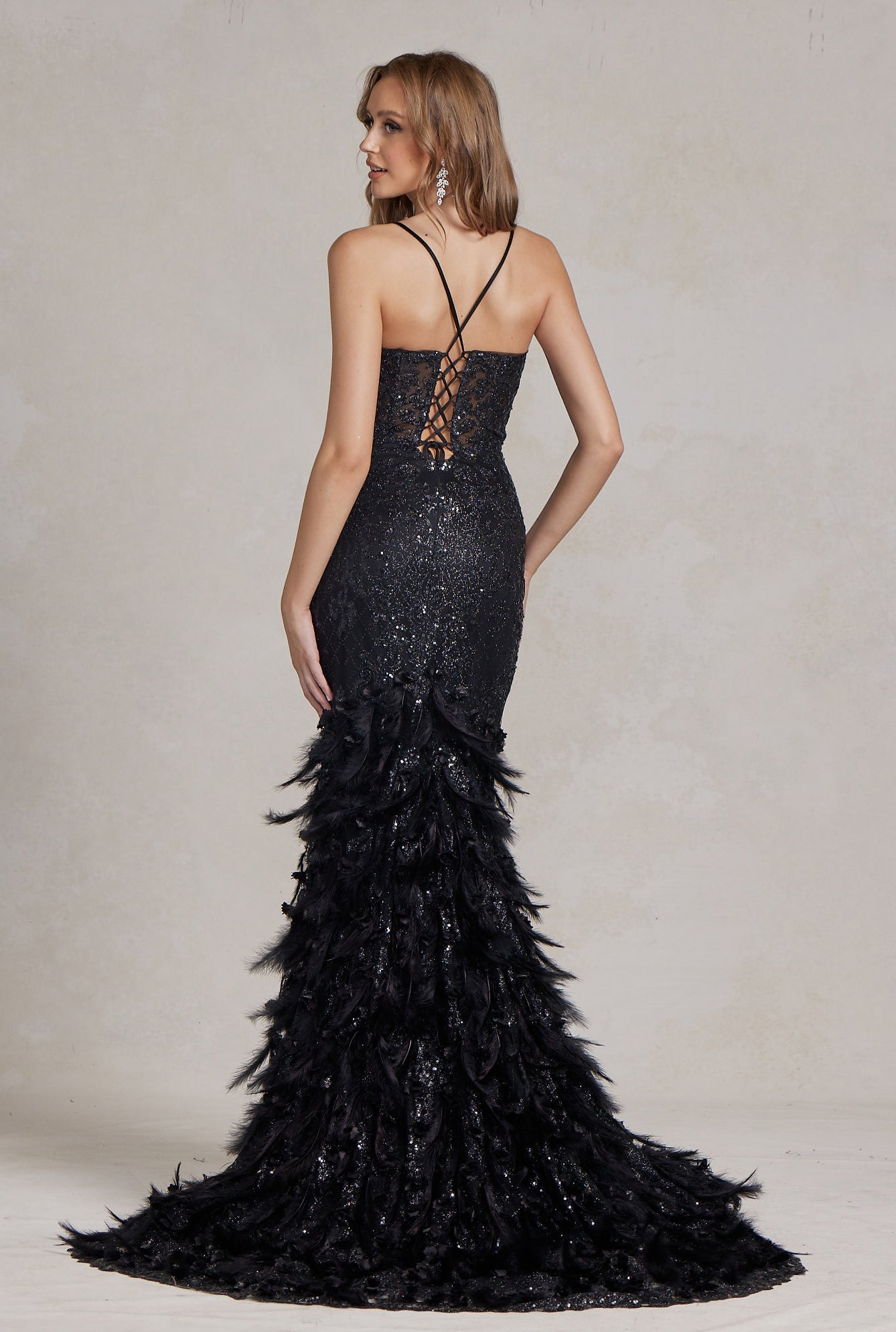 Ruffled Skirt Open Corset Back Mermaid Long Prom Dress NXC1111-Prom Dress-smcfashion.com