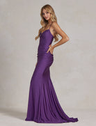 Embellished Jewel Illusion V-Neck Open Criss Cross Back Long Evening Dress NXK1123-Evening Dress-smcfashion.com