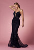 Glitter Deep V-Neck Bodice Trumpet Long Prom Dress NXR282-1