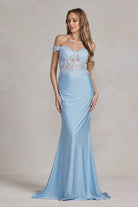 Off Shoulder Sweetheart Open Back Embroidered Bodice Long Evening Dress NXE1184-Evening Dress-smcfashion.com