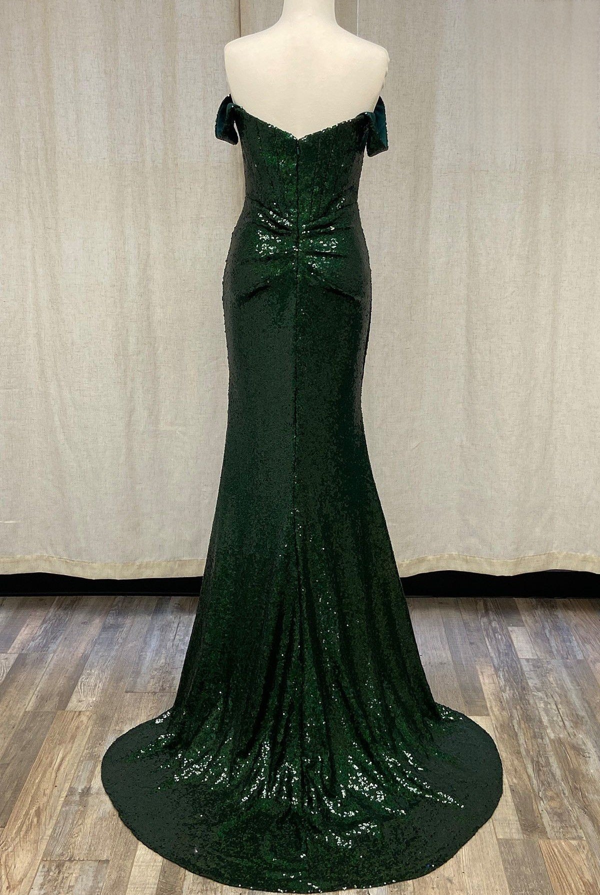 Off Shoulder Embroidered Sequins Open Back Long Prom Dress NXR1203-Prom Dress-smcfashion.com