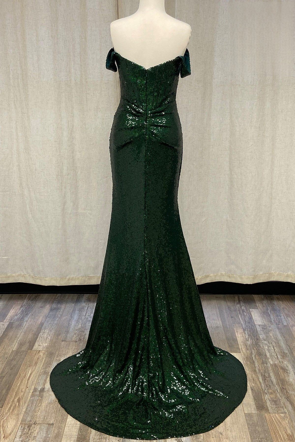 Off Shoulder Embroidered Sequins Open Back Long Prom Dress NXR1203-Prom Dress-smcfashion.com