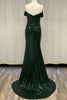 Off Shoulder Embroidered Sequins Open Back Long Prom Dress NXR1203