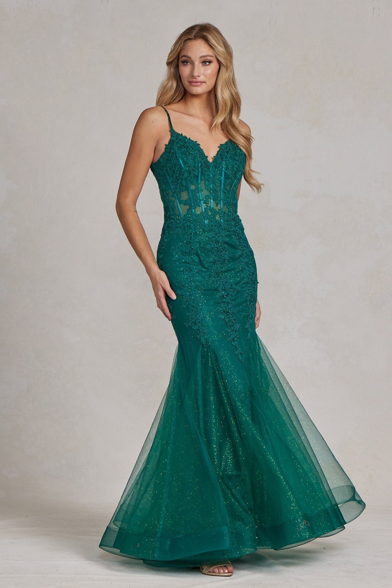 Embroidered Bodice Tulle Skirt Mermaid Long Prom Dress NXP1170-Prom Dress-smcfashion.com