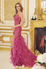 Embellished Feather Skirt V-Neck Open V-Back Side Slit Long Prom Dress NXC1119