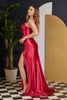 Cowl Neck With Stretch Satin Bustier Corset High Slit Long Evening Dress NXE1042