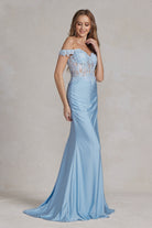 Off Shoulder Sweetheart Open Back Embroidered Bodice Long Evening Dress NXE1184-Evening Dress-smcfashion.com