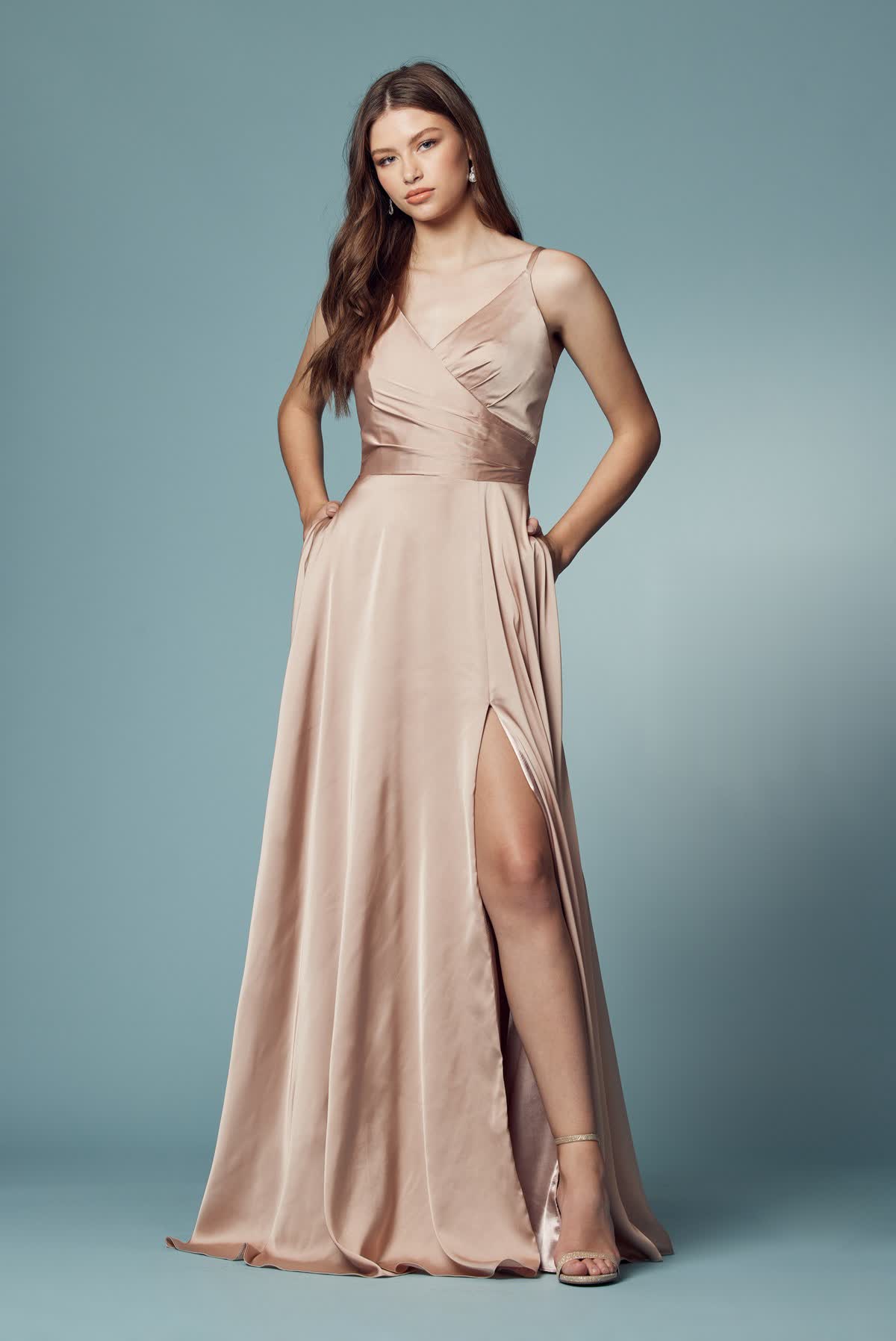 Double Breasted High Slit Long Bridesmaid & Prom Dress NXE1020-Prom Dress-smcfashion.com