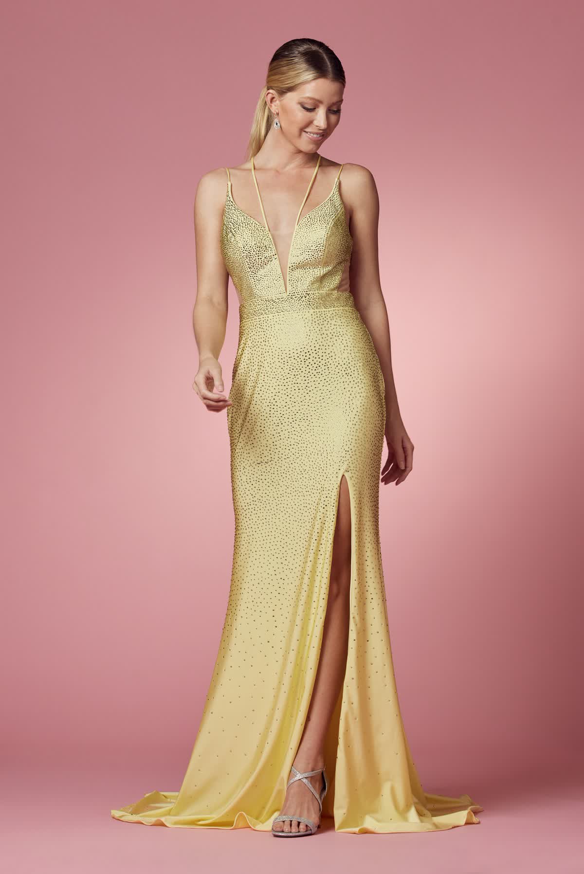 Embellished Beads High Neck Long Bridesmaid & Prom Dress NXE1003-Prom Dress-smcfashion.com