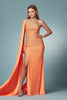 One Shoulder High Slit Embellished Jewel Long Prom & Evening Dress NXE1039