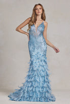 Ruffled Skirt Open Corset Back Mermaid Long Prom Dress NXC1111-Prom Dress-smcfashion.com
