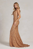 Mermaid Embroidered Sequins Sleeveless Open V-Back Long Evening Dress NXR1071-Evening Dress-smcfashion.com
