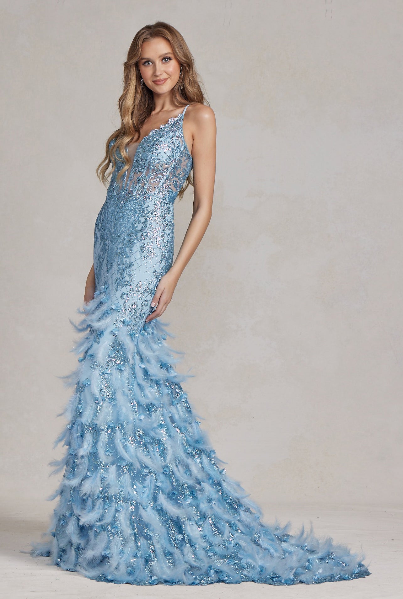 Ruffled Skirt Open Corset Back Mermaid Long Prom Dress NXC1111-Prom Dress-smcfashion.com