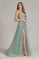A-Line Tulle Skirt Embroidered Lace Long Prom Dress NXG1149-Prom Dress-smcfashion.com