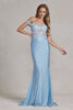 Off Shoulder Sweetheart Open Back Embroidered Bodice Long Evening Dress NXE1184