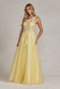 A-Line Embroidered Bodice Halter Open Back Long Prom Dress NXT1143