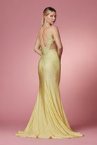 Embellished Beads High Neck Long Bridesmaid & Prom Dress NXE1003-Prom Dress-smcfashion.com