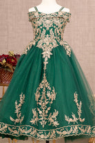 Embroidery Embellished Glitter Mesh A-Line Kids Dress GLGK100-KIDS-smcfashion.com