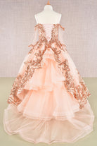 Glitter Sequin Embellished Mesh Kids Dress with Separate Mesh 3/4 Sleeves GLGK104-KIDS-smcfashion.com