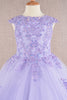 Sequin Embroidery Long Back Hem Mesh A-Line Quinceanera Kids Dress GLGK108
