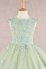 Sequin Embroidery Long Back Hem Mesh A-Line Quinceanera Kids Dress GLGK108