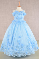 3D Floral Applique Embellished Glitter Embroidery Mesh Quinceanera Kids Dress GLGK110-Kids Dress-smcfashion.com