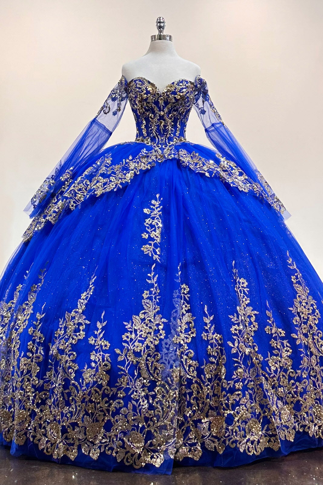 Plus Size Royal Blue and Gold Formal Ball Prom Gown | eBay