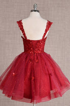 Butterfly Applique Sequin Mesh Babydoll w/ Sheer Straps Short Homecoming Dress GLGS3186-HOMECOMING-smcfashion.com