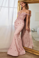 Glitter Printed Fitted Copper Deep V-neck Laced Luxury Back Bodice Sexy Gala Prom & Bridesmaid Dress CDCM332-Evening Dress-smcfashion.com