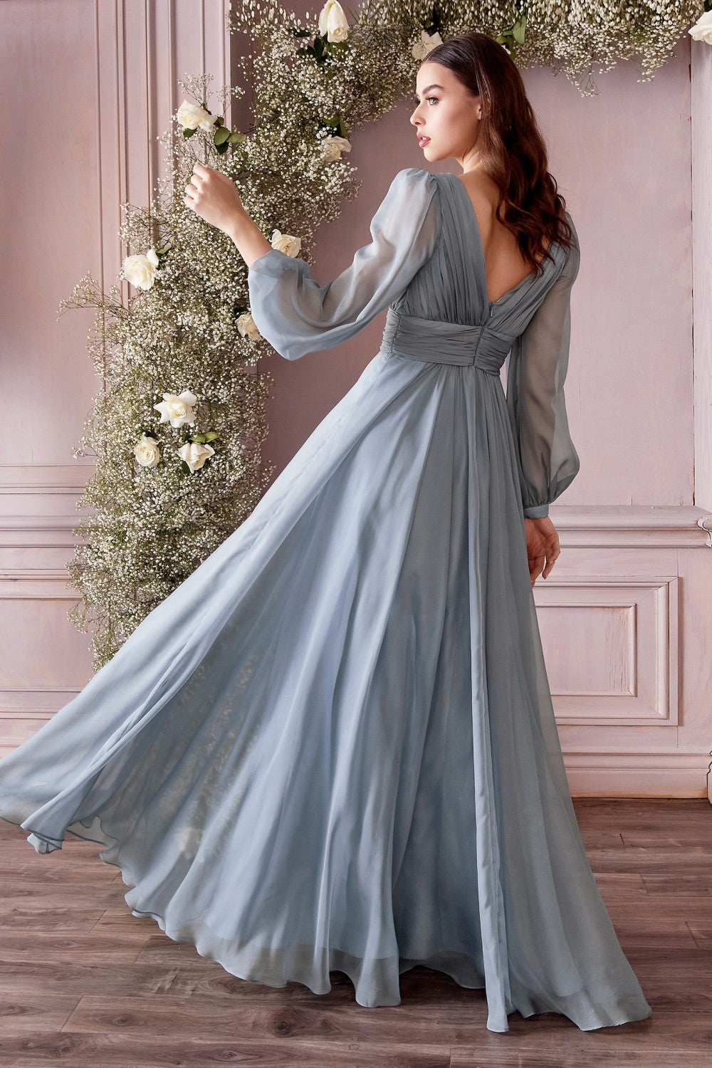 Full sleeve hot sale evening gowns