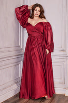 Classic Evening & Prom Dresses Long Sleeves Bodice A-line Chiffon Gown Plus Size Luxury Royal Style CDCD243C Sale-Prom Dress-smcfashion.com