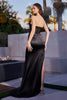 Embellished Navy Satin Corset Strapless Long Evening Gown CDCD291